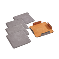 Set Of 4 Leatherette Coasters - Grey