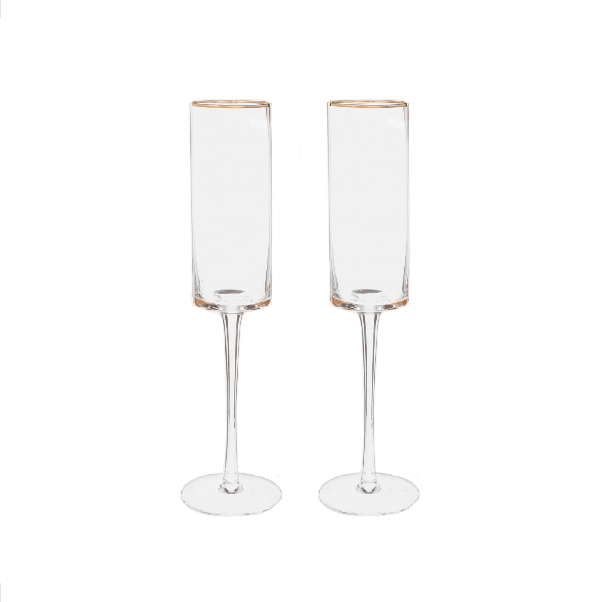 Gold-Rim Champagne Flutes Set - 8 oz