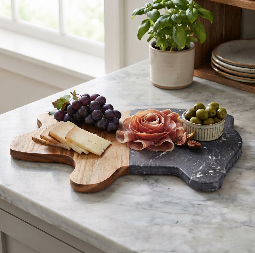 Black Marble and Acacia Wood Pig Board