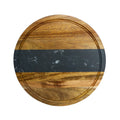 Black Marble Stripe and Acacia Wood Round Board - 11"