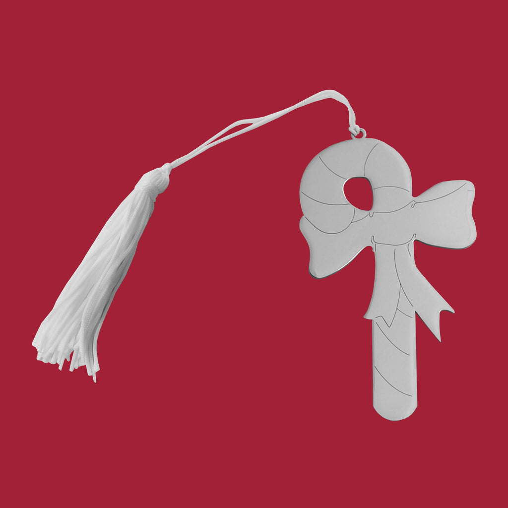 Candy Cane Ornament with White Tassel