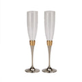 Hammered Gold Band Champagne Flutes Set