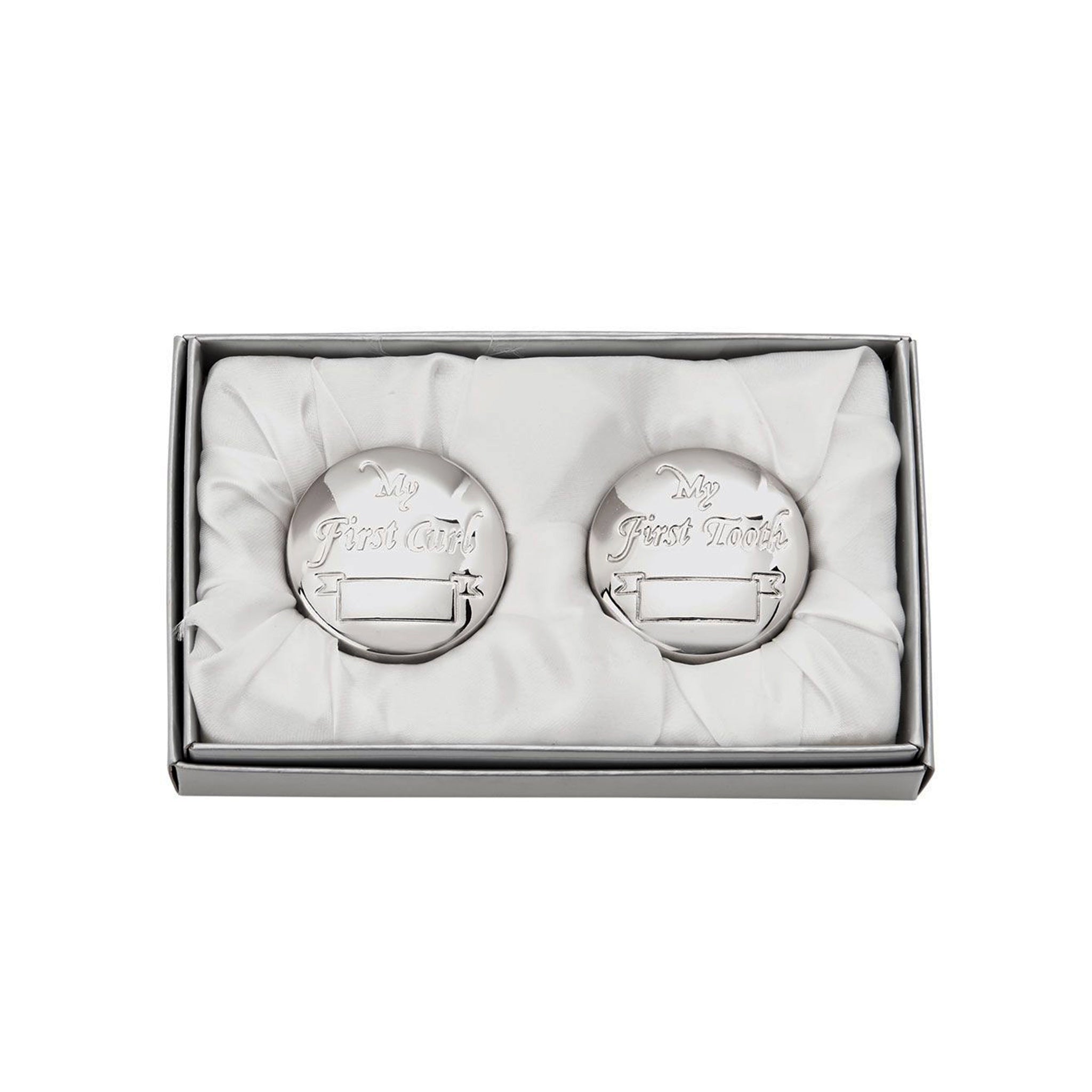 First Tooth & First Curl Round Silver Box Set