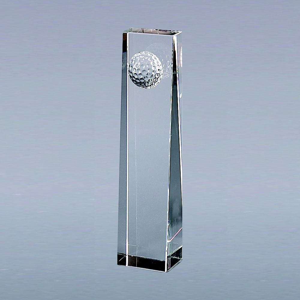 Optic Crystal Golf Ball Obelisk, 6.75"