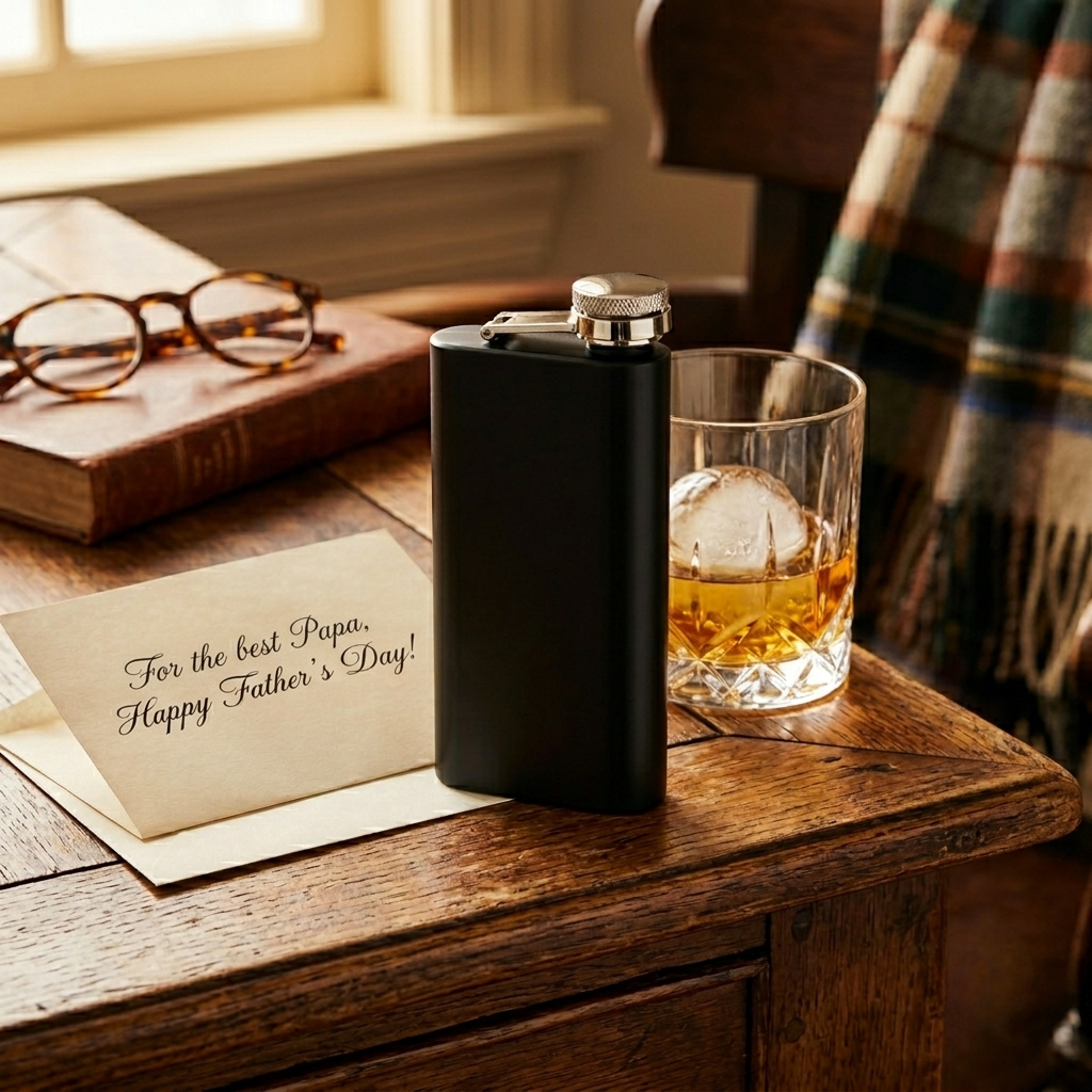 6 oz Black Stainless Steel Pocket Flask