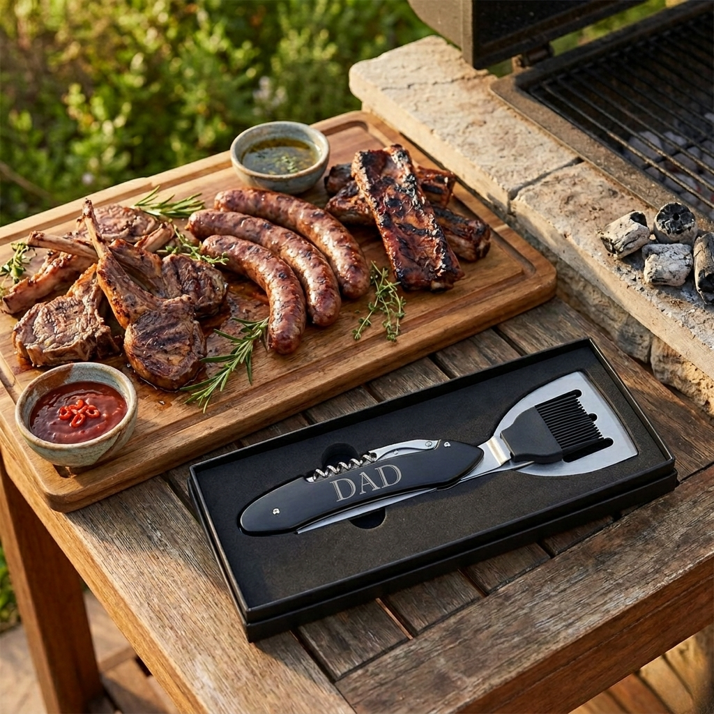 Folding Bbq Tools With Black Handle