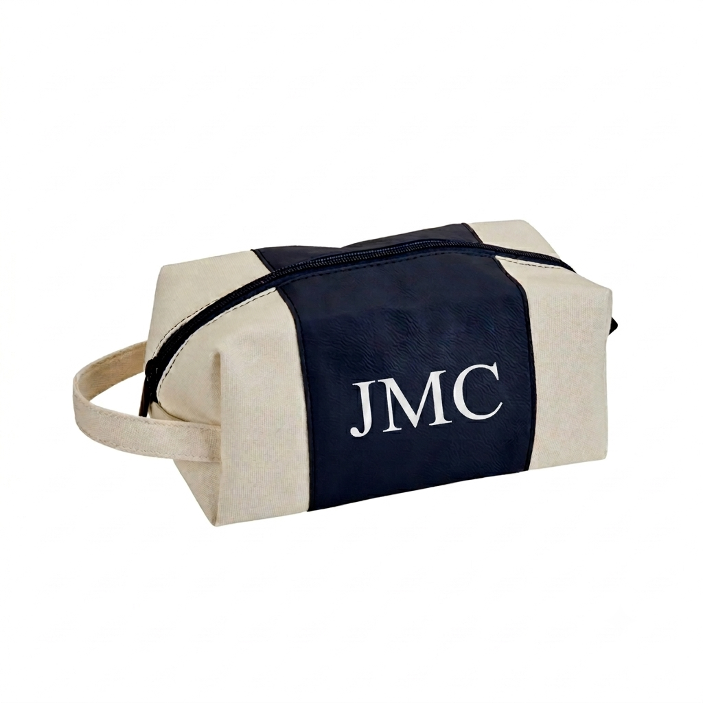 Leatherette/Canvas Navy Travel Kit