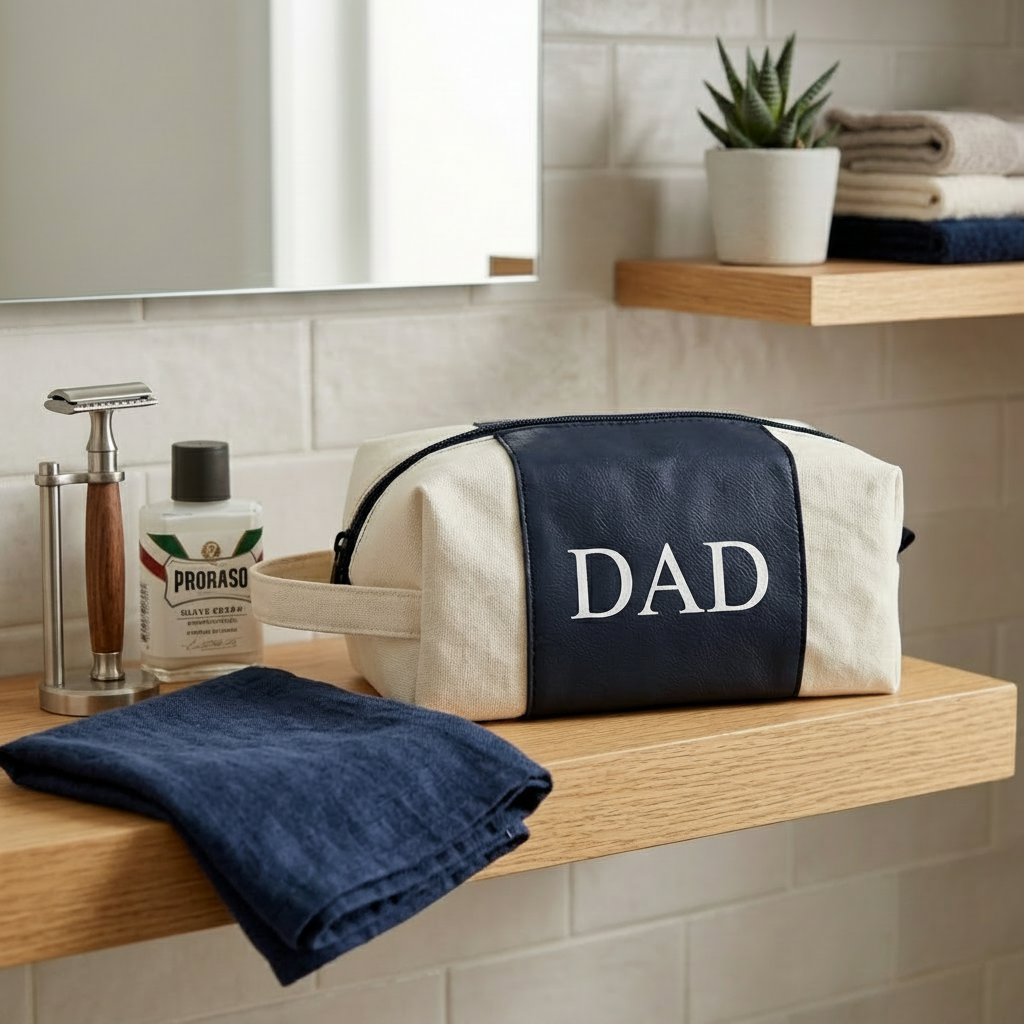 Leatherette/Canvas Navy Travel Kit