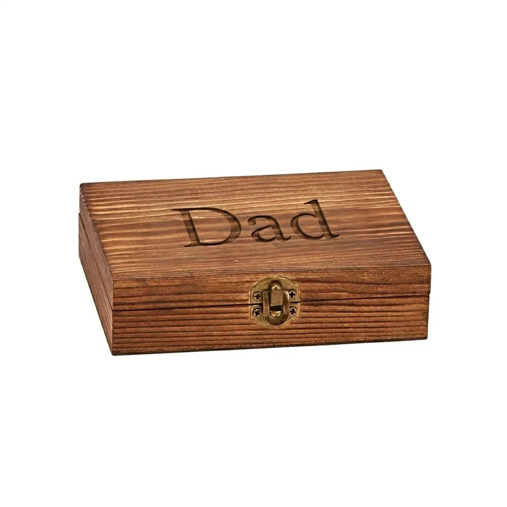 Custom Wood Box Whiskey Stone Set with Tongs & Pouch